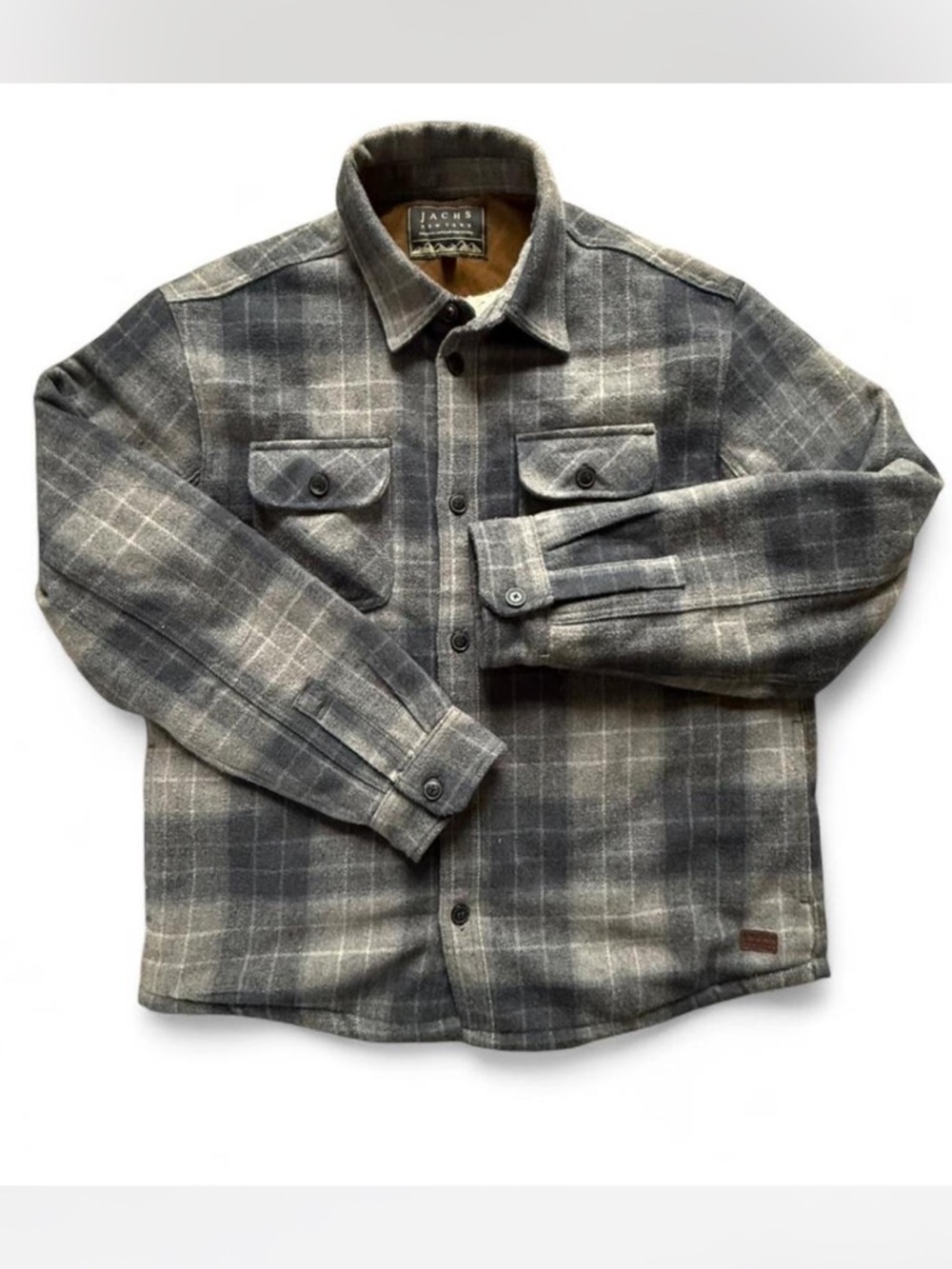 Jachs New York Jacket Mens XL Gray Plaid Sherpa Lined Shacket Heavy outdoors